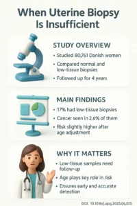 Risk of endometrial cancer after insufficient endometrial biopsy a retrospective cohort study. DOI- 10.1016j.ajog.2025.06.015