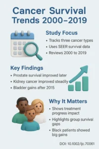 Survival improvements and disparities in metastatic prostate adenocarcinoma, clear cell renal cell carcinoma, and urothelial carcinoma of bladder.DOI 10.1002ijc.70061