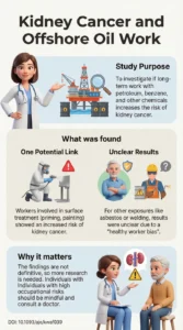 Occupational exposures and kidney cancer among 25 000 male offshore petroleum industry workers relative risks and healthy worker survivor bias.DOI 10.1093ajekwaf039