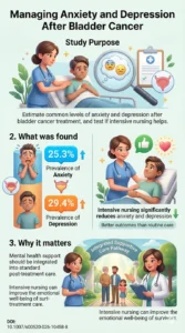 Intensive nursing interventions for post-treatment anxiety and depression in bladder cancer A systematic review and meta-analysis.